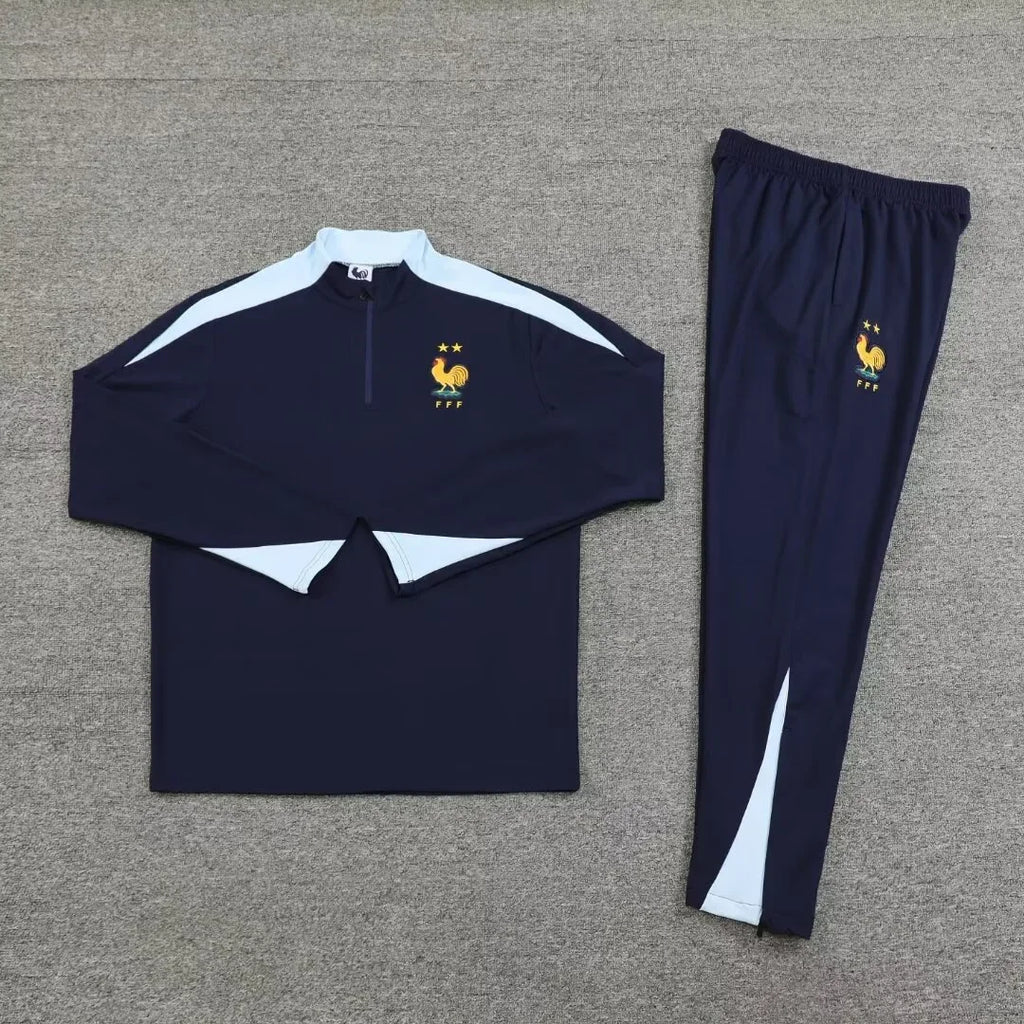 Adult Football Match Training Uniform Set Half Zip Long Sleeve L-4XL Size Sports Wear Competition Outfit French Design