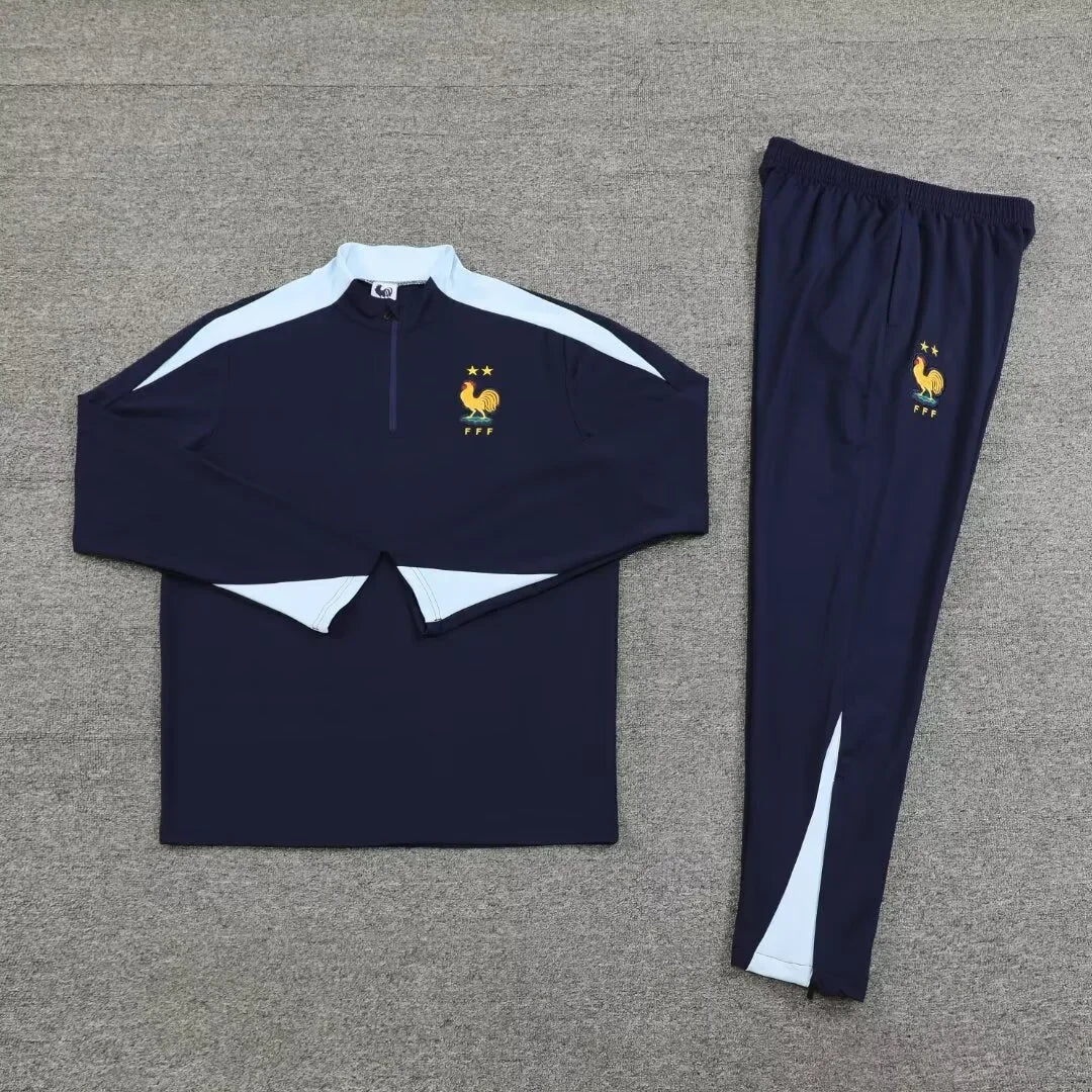 Adult Football Match Training Uniform Set Half Zip Long Sleeve L-4XL Size Sports Wear Competition Outfit French Design