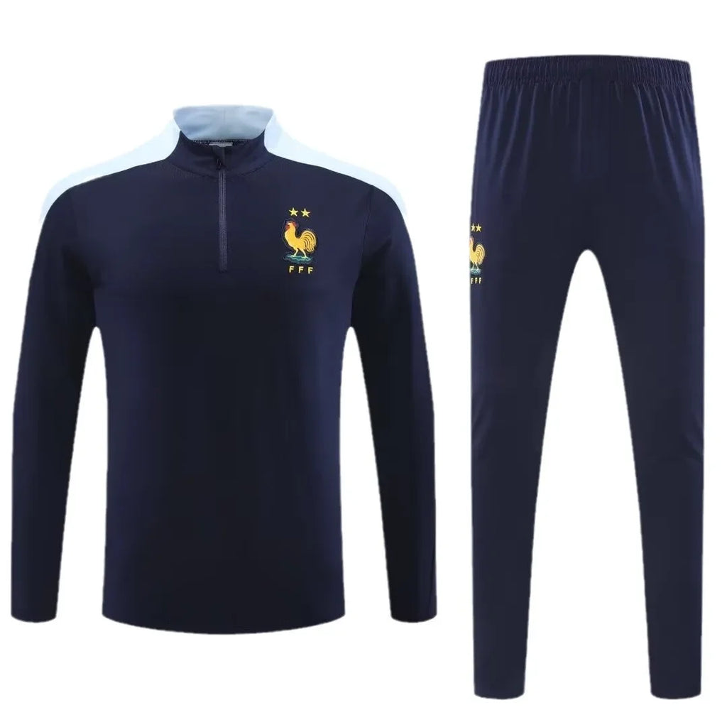 Adult Football Match Training Uniform Set Half Zip Long Sleeve L-4XL Size Sports Wear Competition Outfit French Design