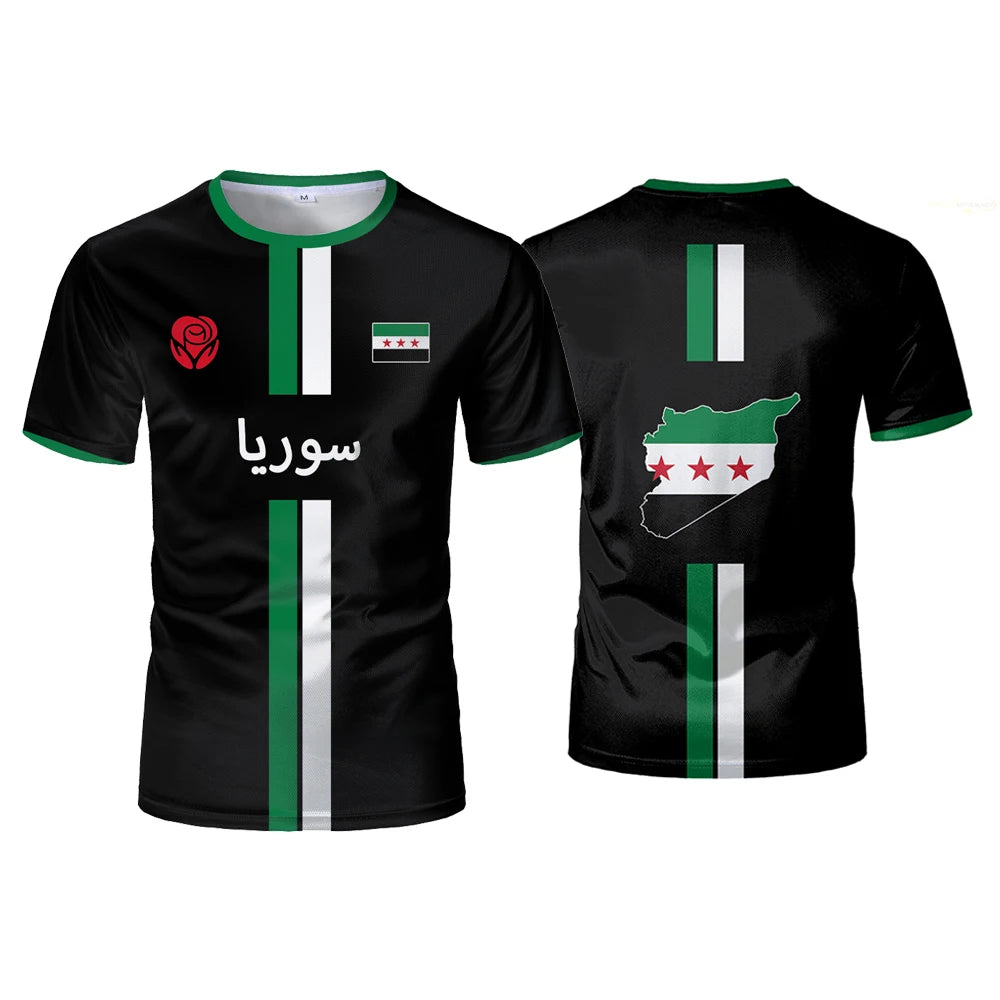 Summer new Syrian football jersey men's sports T-shirt top, suitable for both men and women as a casual T-shirt gift