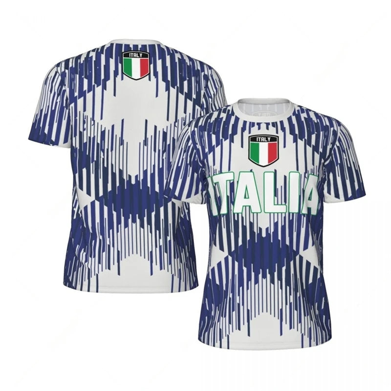 Italia Flag 3D Printed Jersey Summer Fashion Short Sleeve Casual Mens Sports T Shirt Quick Dry Breathable Football T-shirts