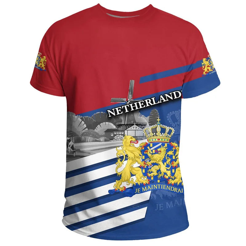 Dutch Team Shirt 2024 Football Jersey Netherlands Flag T Shirt Men 3D Printing Dutch T-Shirt Jersey Football Germany Wholesale