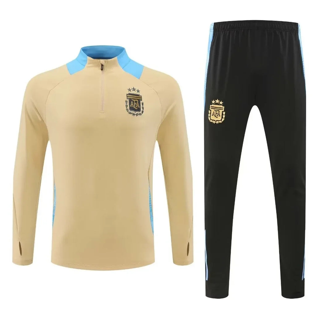 Adult Football Match Training Uniform Set Half Zip Long Sleeve L-4XL Sizes Argentina Style Sportswear Team Kit Customizable