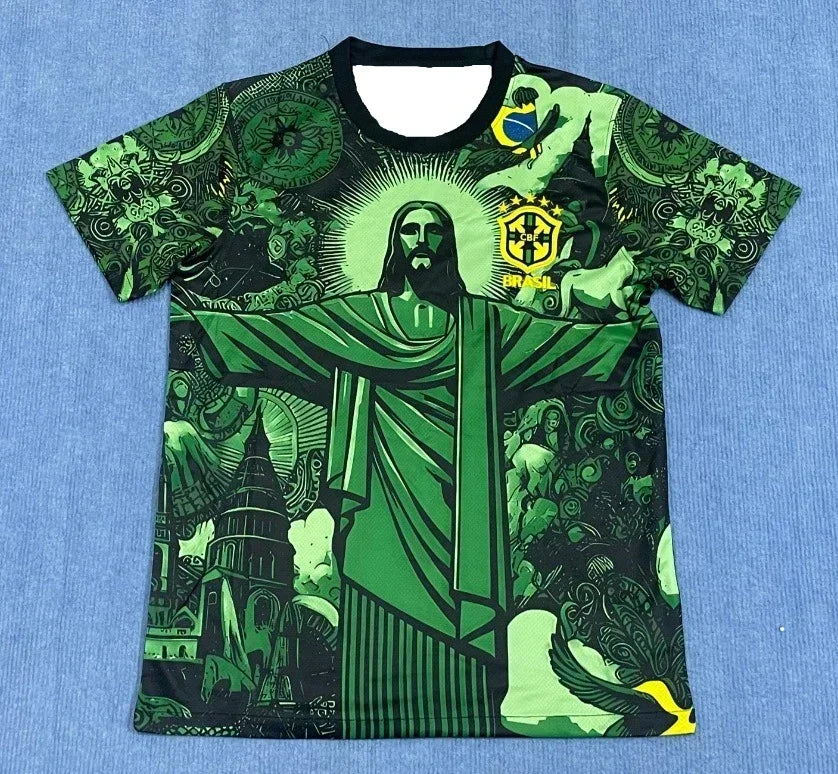 The 2025 New Best-selling Brazilian Football Jersey Men's Jersey Special Edition Jesus Edition Quick-drying Sporty Neutral Top