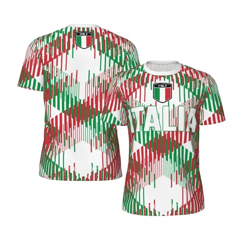 Italia Flag 3D Printed Jersey Summer Fashion Short Sleeve Casual Mens Sports T Shirt Quick Dry Breathable Football T-shirts