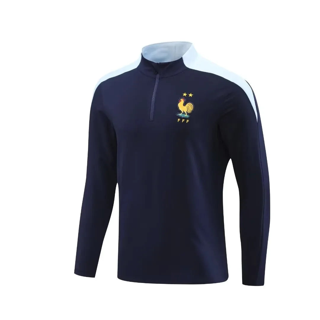 Adult Football Match Training Uniform Set Half Zip Long Sleeve L-4XL Size Sports Wear Competition Outfit French Design