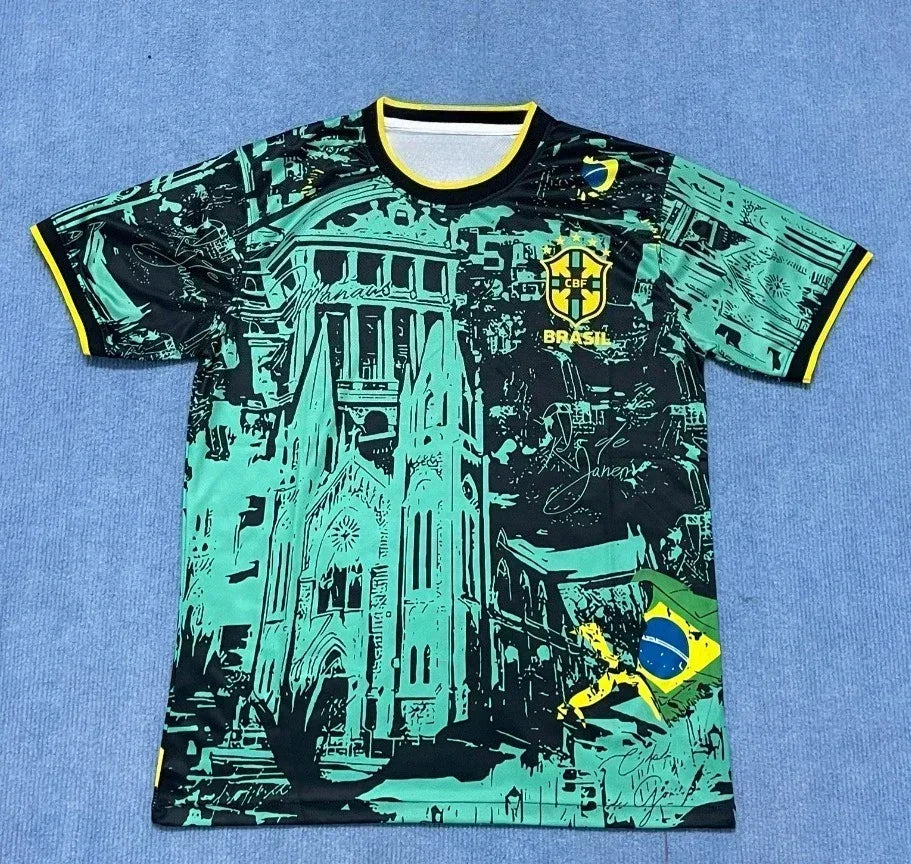 The 2025 New Best-selling Brazilian Football Jersey Men's Jersey Special Edition Jesus Edition Quick-drying Sporty Neutral Top