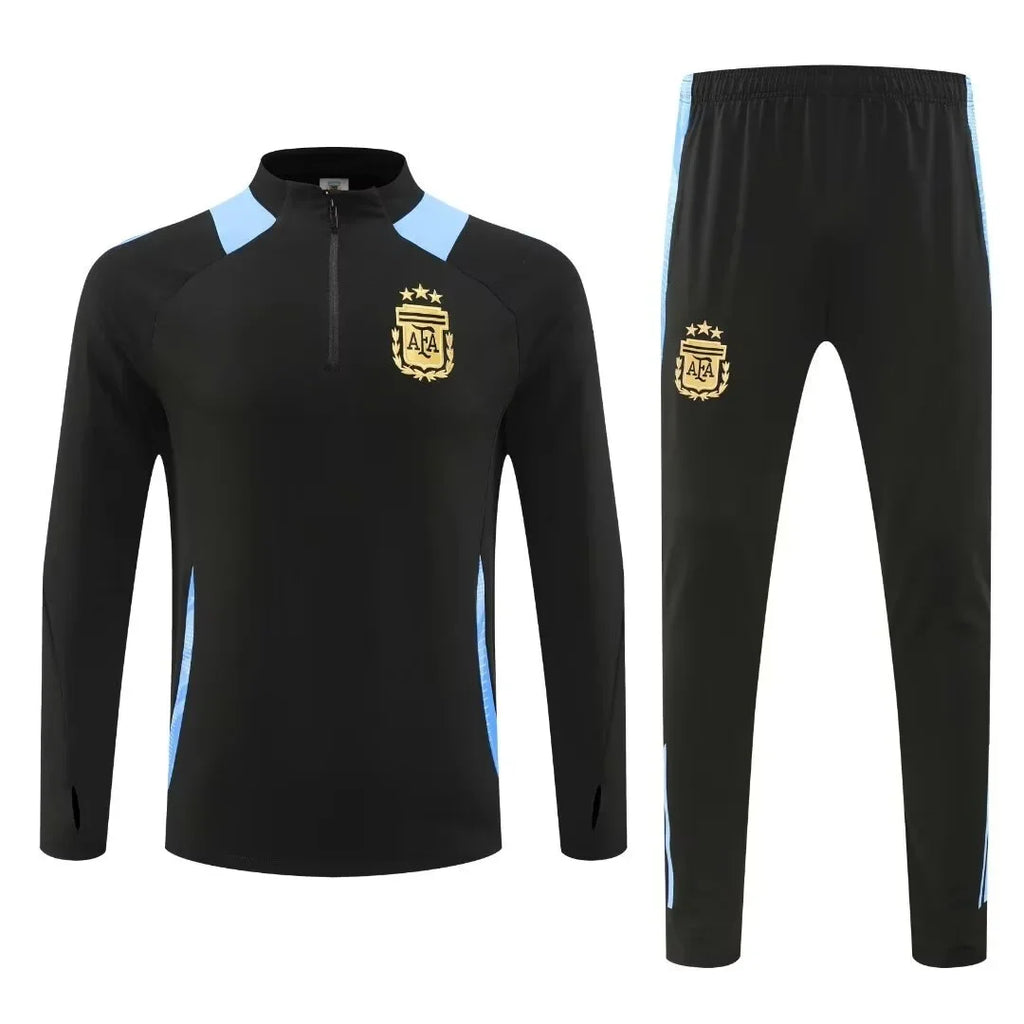 Adult Football Match Training Uniform Set Half Zip Long Sleeve L-4XL Sizes Argentina Style Sportswear Team Kit Customizable