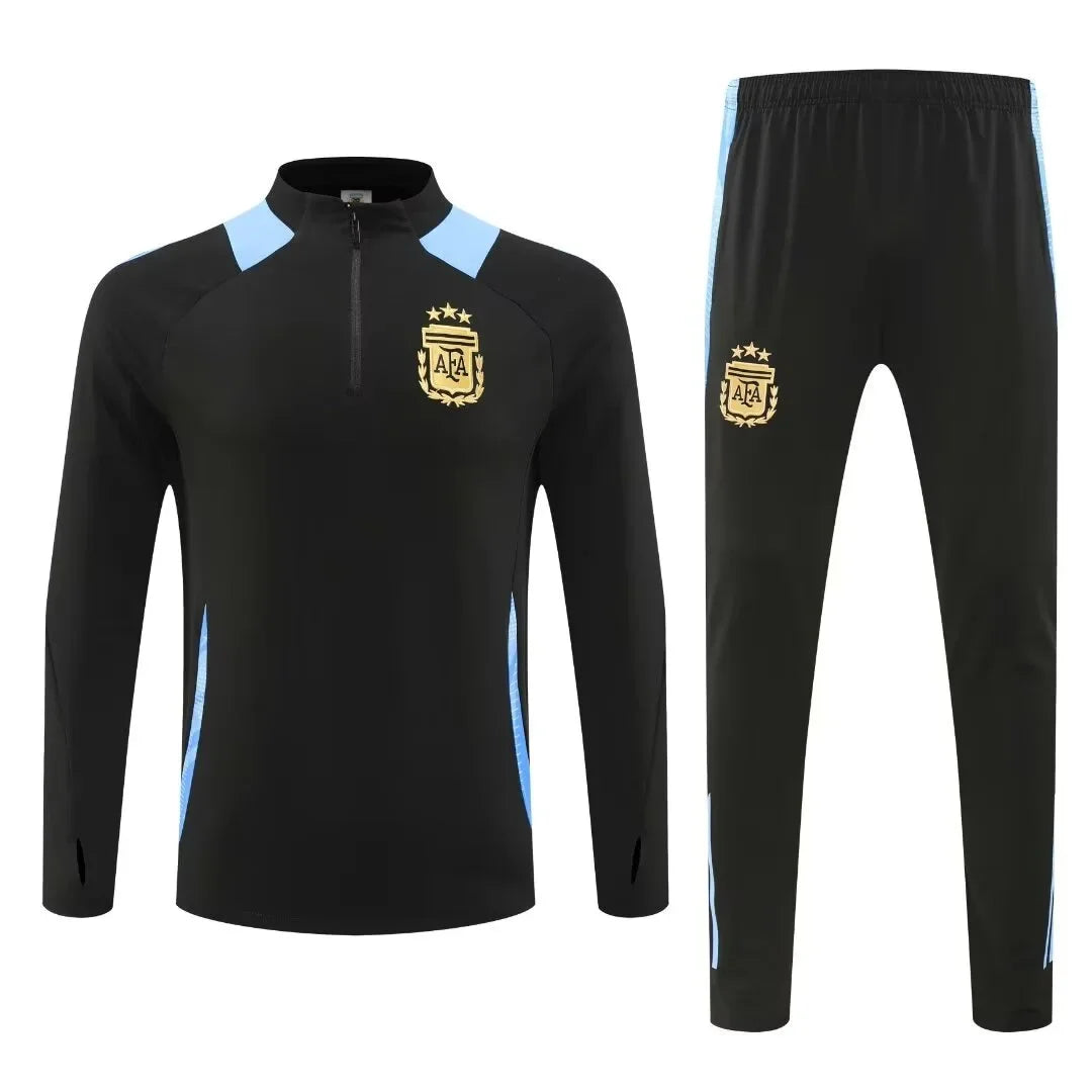 Adult Football Match Training Uniform Set Half Zip Long Sleeve L-4XL Sizes Argentina Style Sportswear Team Kit Customizable