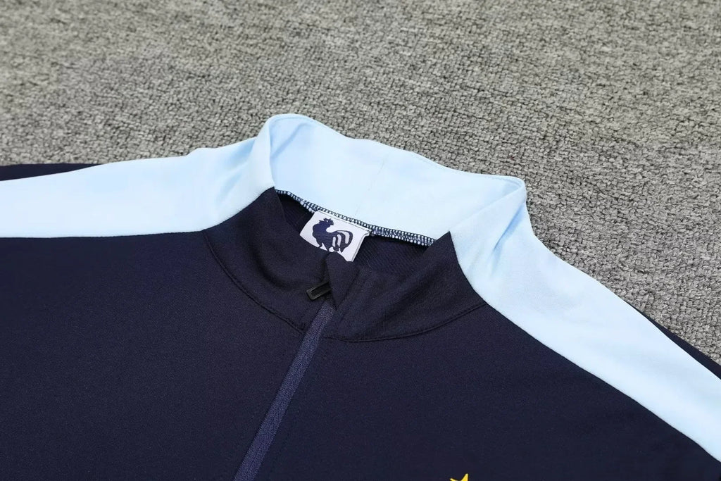 Adult Football Match Training Uniform Set Half Zip Long Sleeve L-4XL Size Sports Wear Competition Outfit French Design