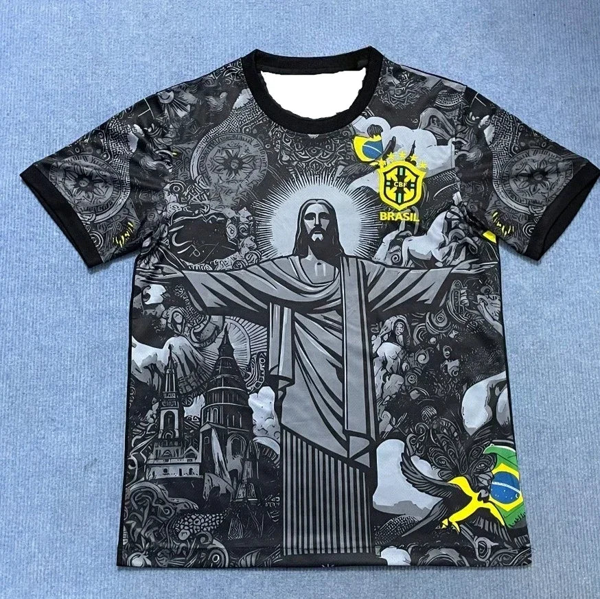 The 2025 New Best-selling Brazilian Football Jersey Men's Jersey Special Edition Jesus Edition Quick-drying Sporty Neutral Top