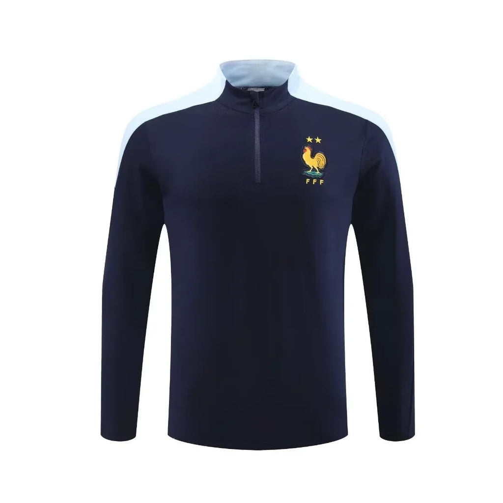 Adult Football Match Training Uniform Set Half Zip Long Sleeve L-4XL Size Sports Wear Competition Outfit French Design