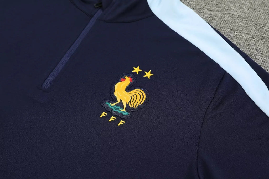 Adult Football Match Training Uniform Set Half Zip Long Sleeve L-4XL Size Sports Wear Competition Outfit French Design