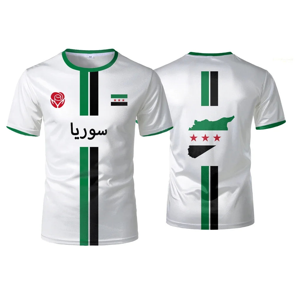 Summer new Syrian football jersey men's sports T-shirt top, suitable for both men and women as a casual T-shirt gift