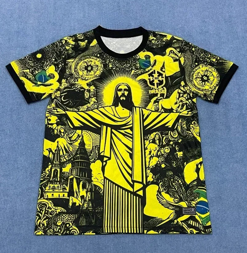 The 2025 New Best-selling Brazilian Football Jersey Men's Jersey Special Edition Jesus Edition Quick-drying Sporty Neutral Top