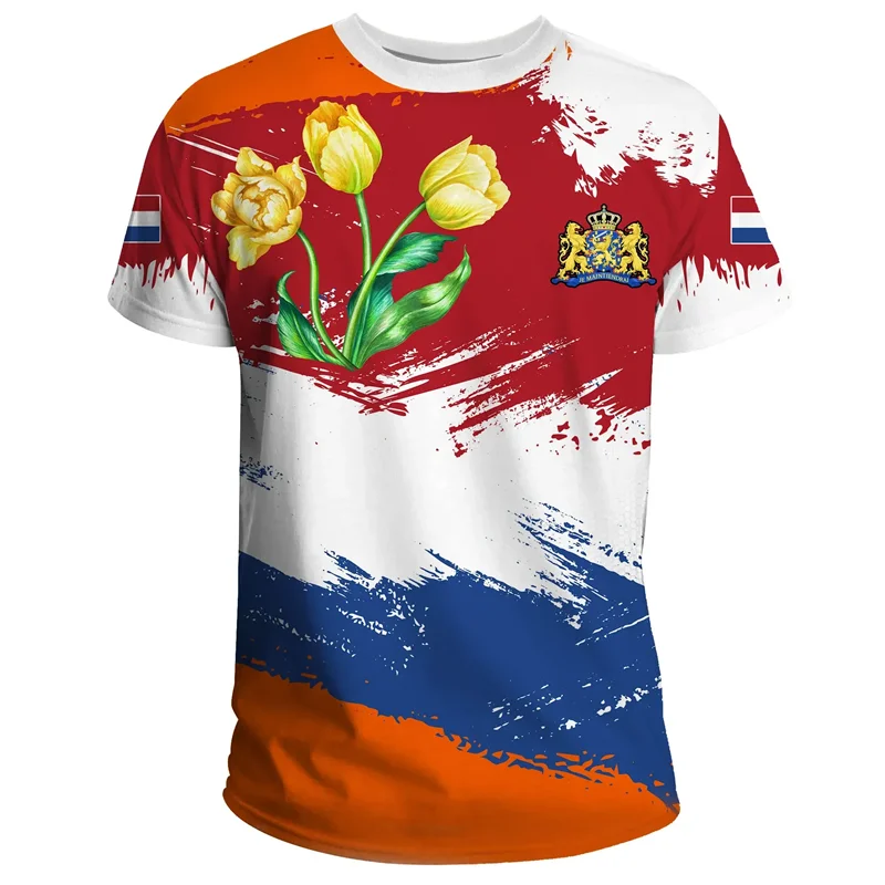 Dutch Team Shirt 2024 Football Jersey Netherlands Flag T Shirt Men 3D Printing Dutch T-Shirt Jersey Football Germany Wholesale