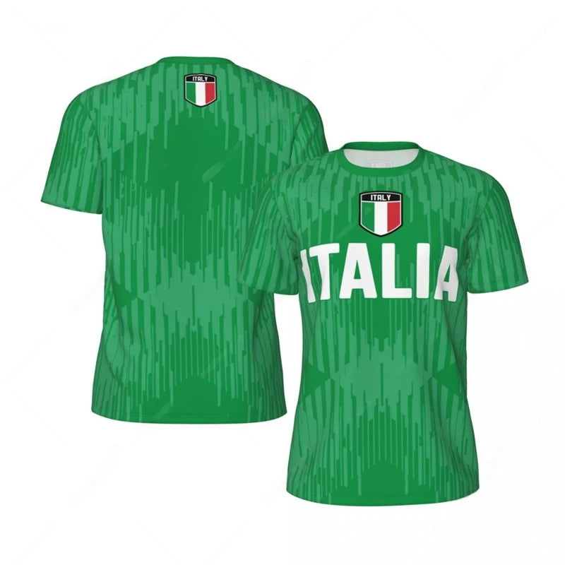 Italia Flag 3D Printed Jersey Summer Fashion Short Sleeve Casual Mens Sports T Shirt Quick Dry Breathable Football T-shirts