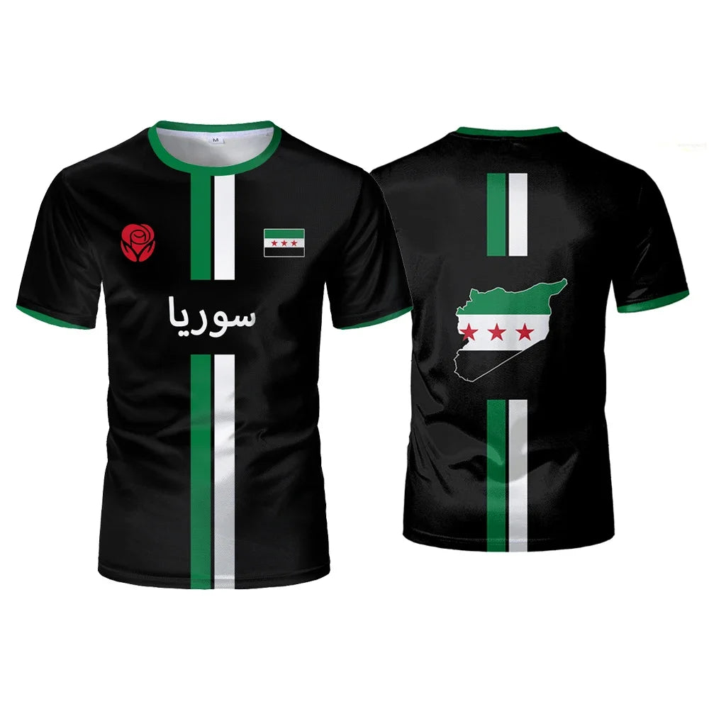 Summer new Syrian football jersey men's sports T-shirt top, suitable for both men and women as a casual T-shirt gift