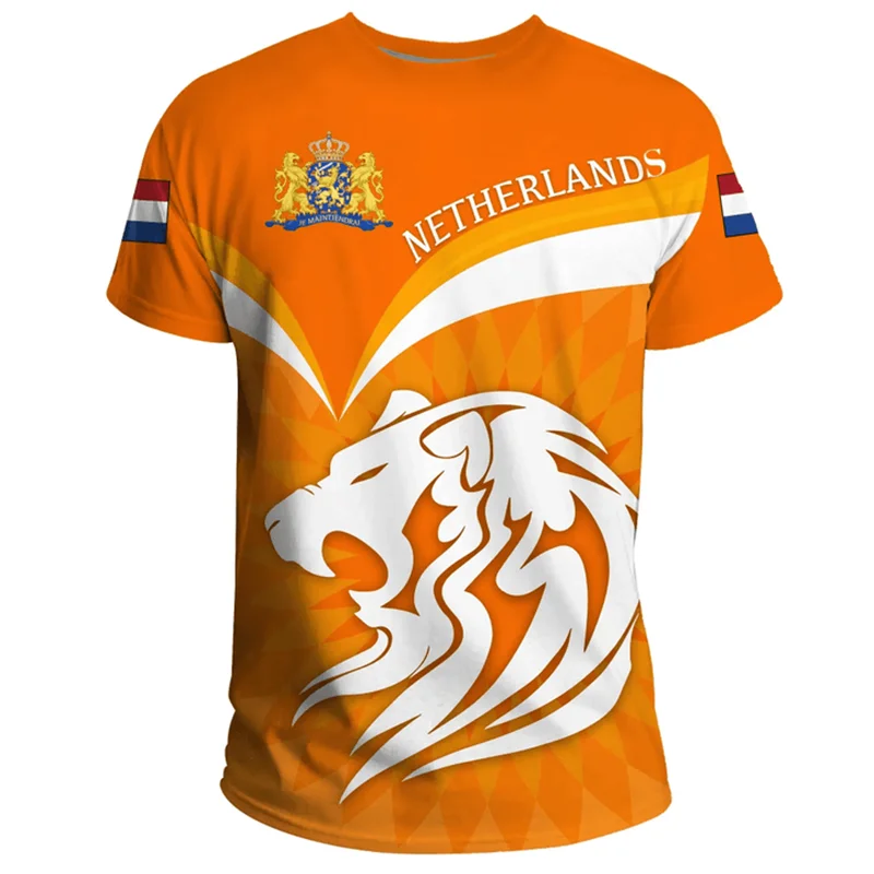 Dutch Team Shirt 2024 Football Jersey Netherlands Flag T Shirt Men 3D Printing Dutch T-Shirt Jersey Football Germany Wholesale