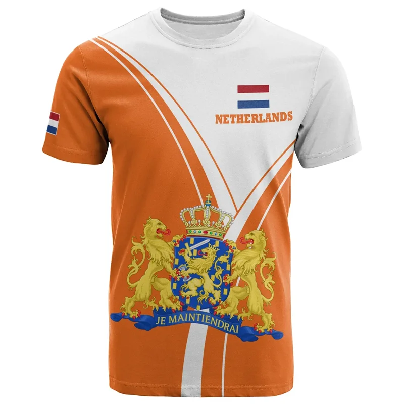 Dutch Team Shirt 2024 Football Jersey Netherlands Flag T Shirt Men 3D Printing Dutch T-Shirt Jersey Football Germany Wholesale