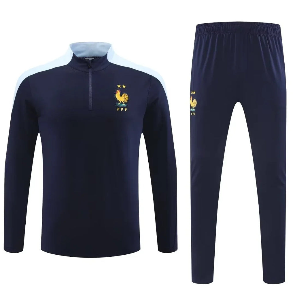 Adult Football Match Training Uniform Set Half Zip Long Sleeve L-4XL Size Sports Wear Competition Outfit French Design