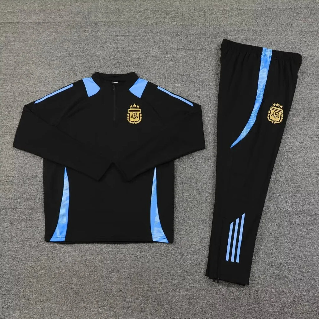 Adult Football Match Training Uniform Set Half Zip Long Sleeve L-4XL Sizes Argentina Style Sportswear Team Kit Customizable
