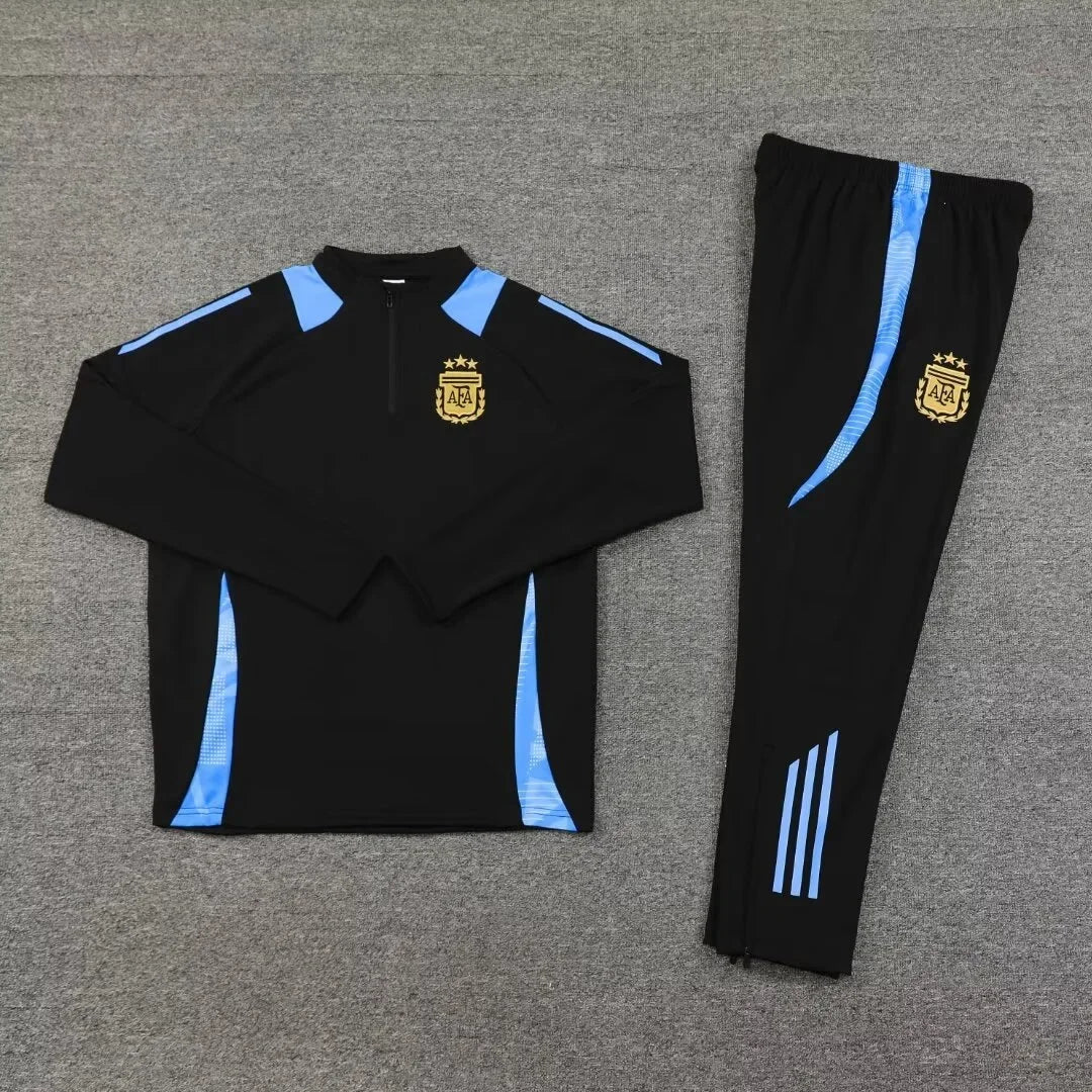 Adult Football Match Training Uniform Set Half Zip Long Sleeve L-4XL Sizes Argentina Style Sportswear Team Kit Customizable