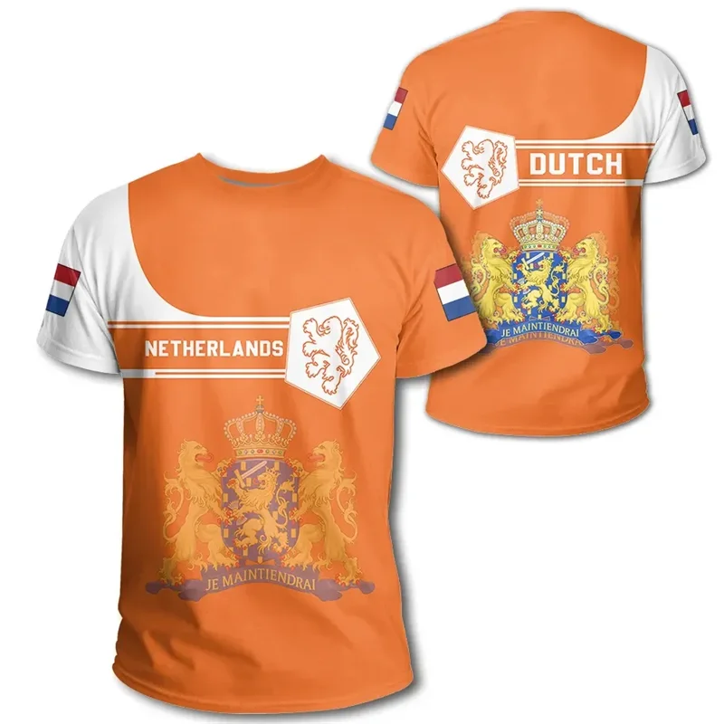 Dutch Team Shirt 2024 Football Jersey Netherlands Flag T Shirt Men 3D Printing Dutch T-Shirt Jersey Football Germany Wholesale