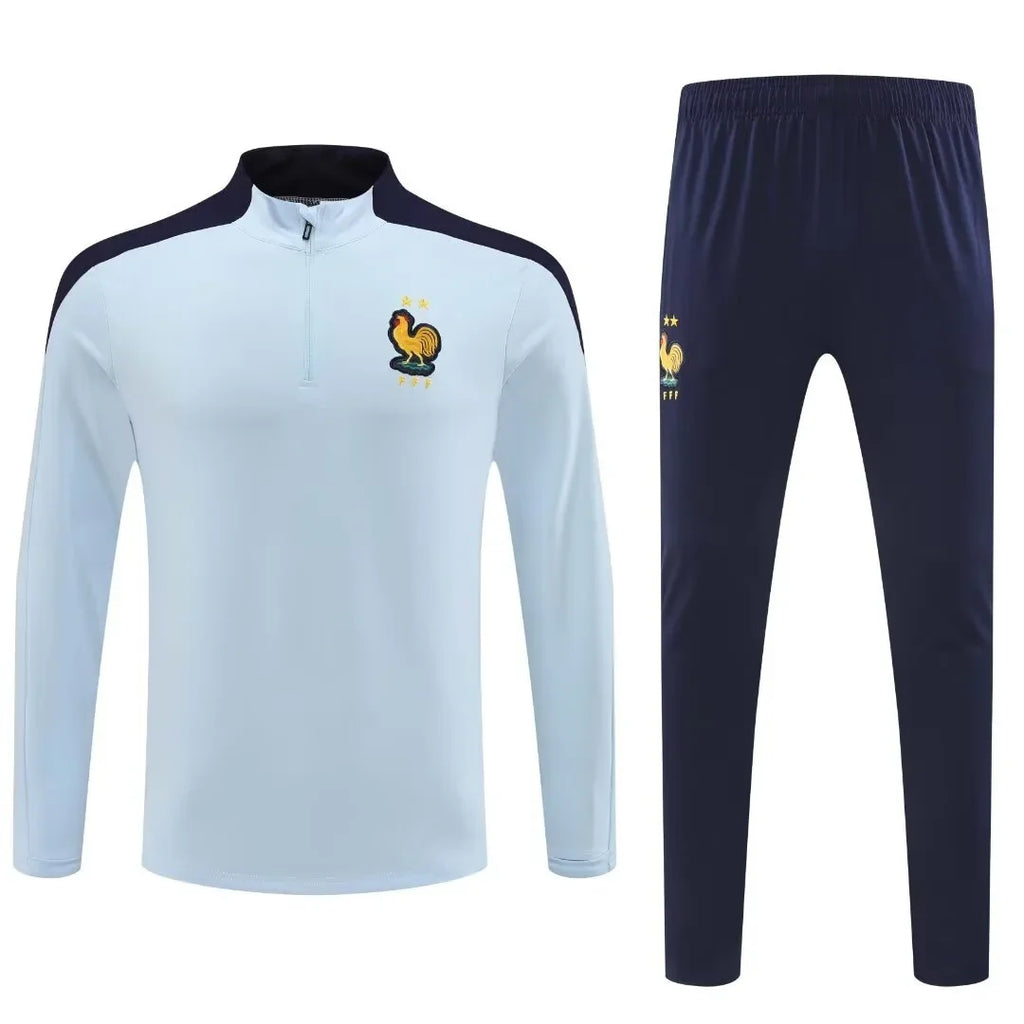 Adult Football Match Training Uniform Set Half Zip Long Sleeve L-4XL Size Sports Wear Competition Outfit French Design