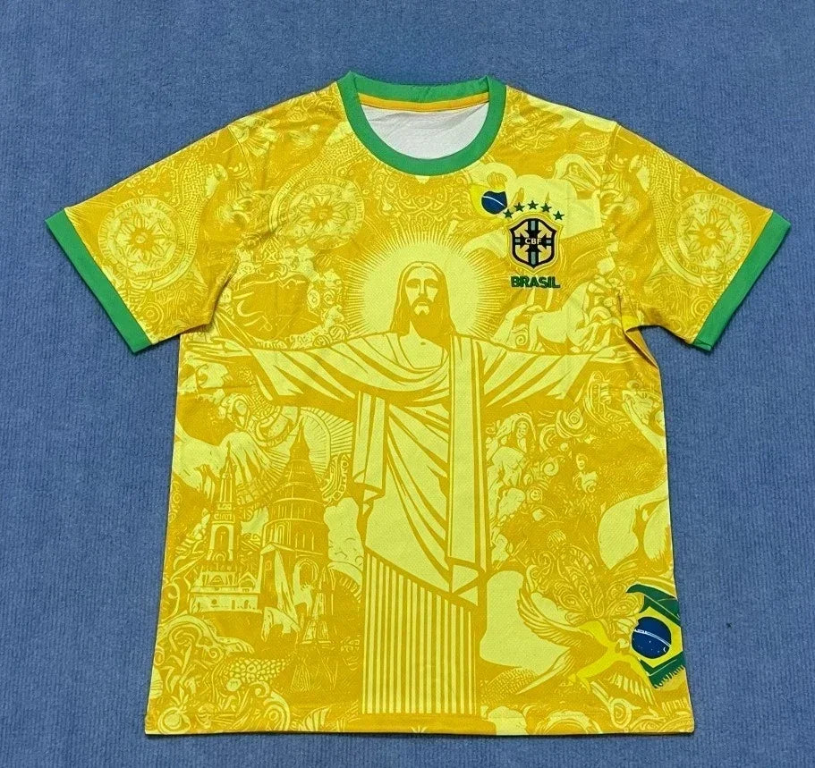 The 2025 New Best-selling Brazilian Football Jersey Men's Jersey Special Edition Jesus Edition Quick-drying Sporty Neutral Top