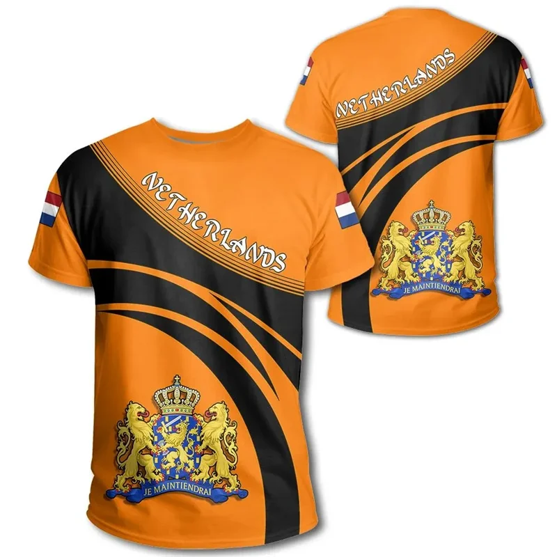 Dutch Team Shirt 2024 Football Jersey Netherlands Flag T Shirt Men 3D Printing Dutch T-Shirt Jersey Football Germany Wholesale